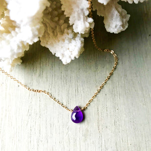 14k Gold Filled Purple Amethyst Clavical Necklace