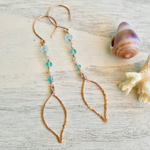 Rose Gold & Aqua Ombré Drop Petal Earrings