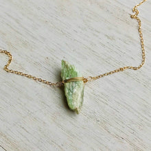 14k Gold Filled Raw Green Kyanite Spike Necklace