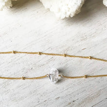 Gold Herkimer Diamond and Satellite Choker Necklace