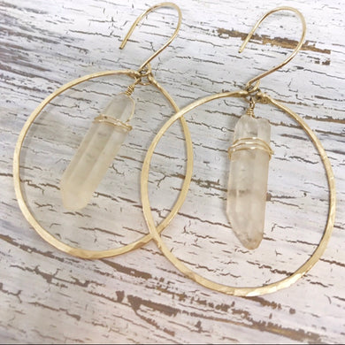 Raw Crystal & Gold Eclipse Earrings