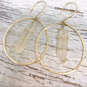 Raw Crystal & Gold Eclipse Earrings