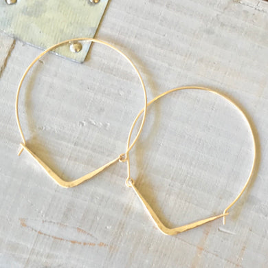 14k Gold Filled Hammered Point Hoop Earrings