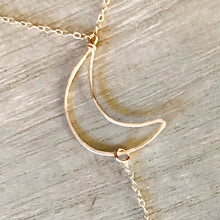14k Gold Filled Moonstone Crescent Clavical Lariat Necklace