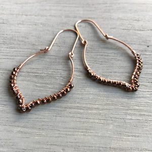 Spade 14k Rose Gold Filled with Copper Coated Hematite Drop Earrings