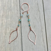 14k Rose Gold Filled with Ombre Apatite & Aquamarine Drop Petal Earrings