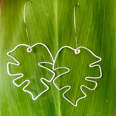 Large Monstera Leaf Earrings